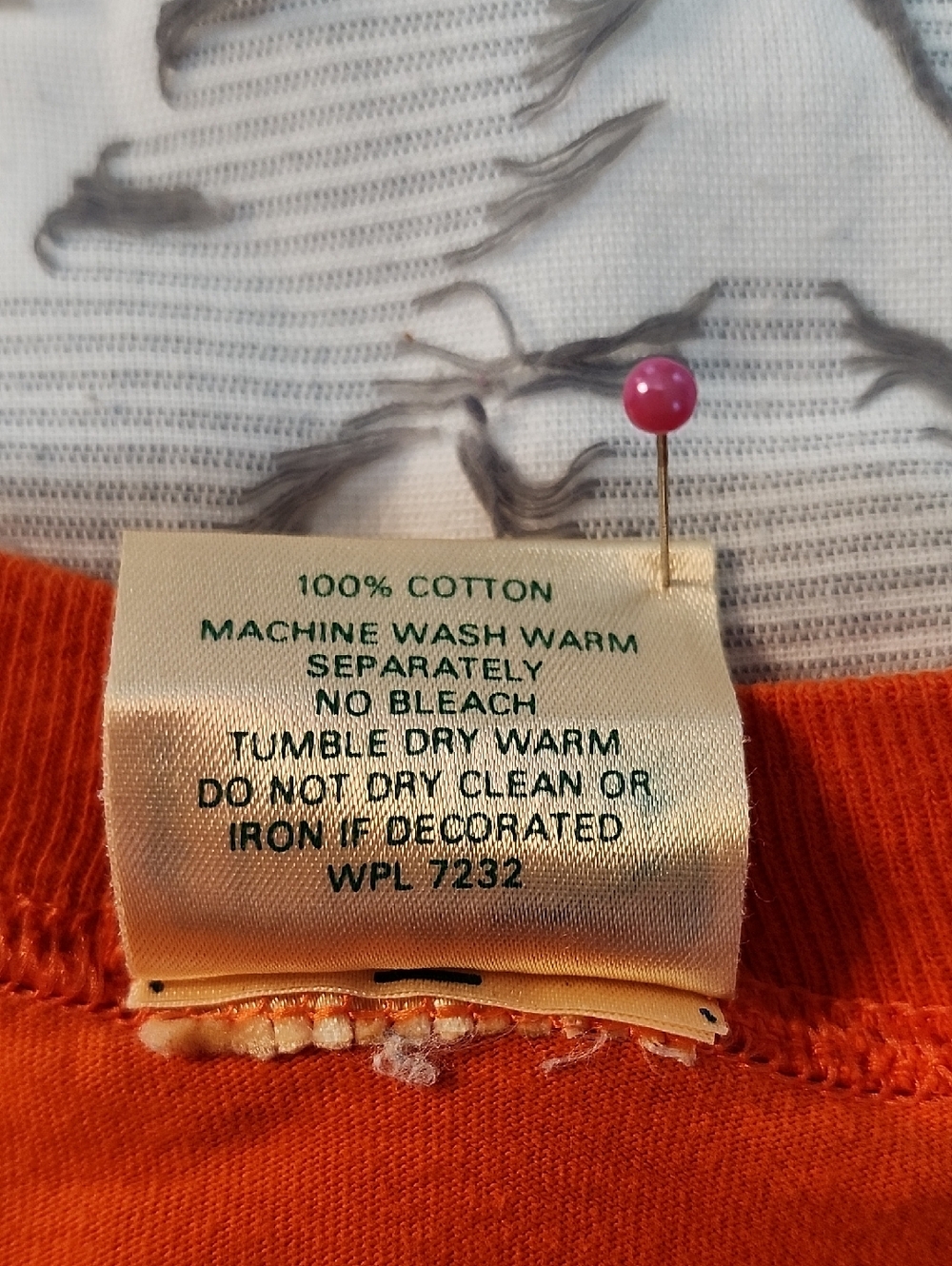 Vintage 90's LL Bean Russell Athletic Orange Pocket T-shirt - Picture 8 of 8